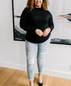 Ave Shops Nivia Draped Turtle Neck Tunic In Black