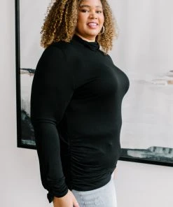 Ave Shops Nivia Draped Turtle Neck Tunic In Black