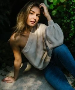 Ave Shops Women's Long Sleeve Cross Your Heart Top - Stylish & Comfortable Blouse 36 Ave Shops Long Sleeve Tops Cross Your Heart Top