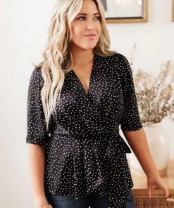 Ave Shops All Set Polka Dot Top In Black Clothing