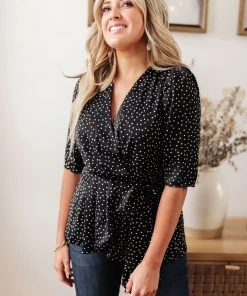 Ave Shops All Set Polka Dot Top In Black Clothing