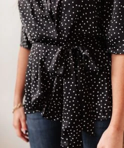 Ave Shops All Set Polka Dot Top In Black Clothing