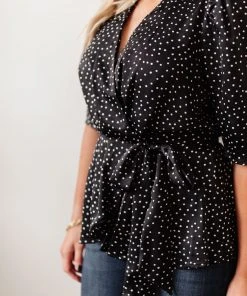 Ave Shops All Set Polka Dot Top In Black Clothing