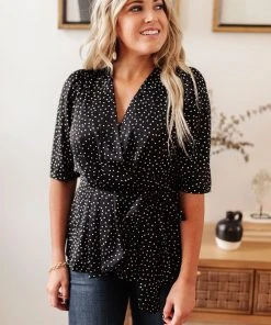 Ave Shops All Set Polka Dot Top In Black Clothing