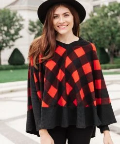 Ave Shops Warm Me Up Buffalo Plaid Top