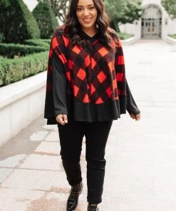 Ave Shops Warm Me Up Buffalo Plaid Top
