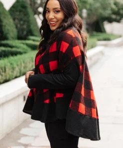 Ave Shops Warm Me Up Buffalo Plaid Top