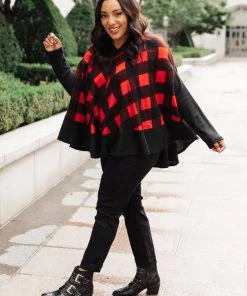 Ave Shops Warm Me Up Buffalo Plaid Top