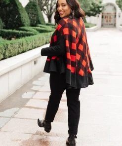 Ave Shops Warm Me Up Buffalo Plaid Top