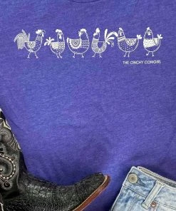 The Cinchy Cowgirl Lapis Chickens Short Sleeve Graphic Tee