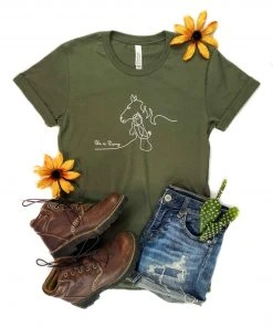 The Cinchy Cowgirl Clothing She Is Strong Horse Army Green Short Sleeve Graphic Tee