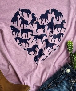 The Cinchy Cowgirl Lilac Horse Heart Short Sleeve Tee