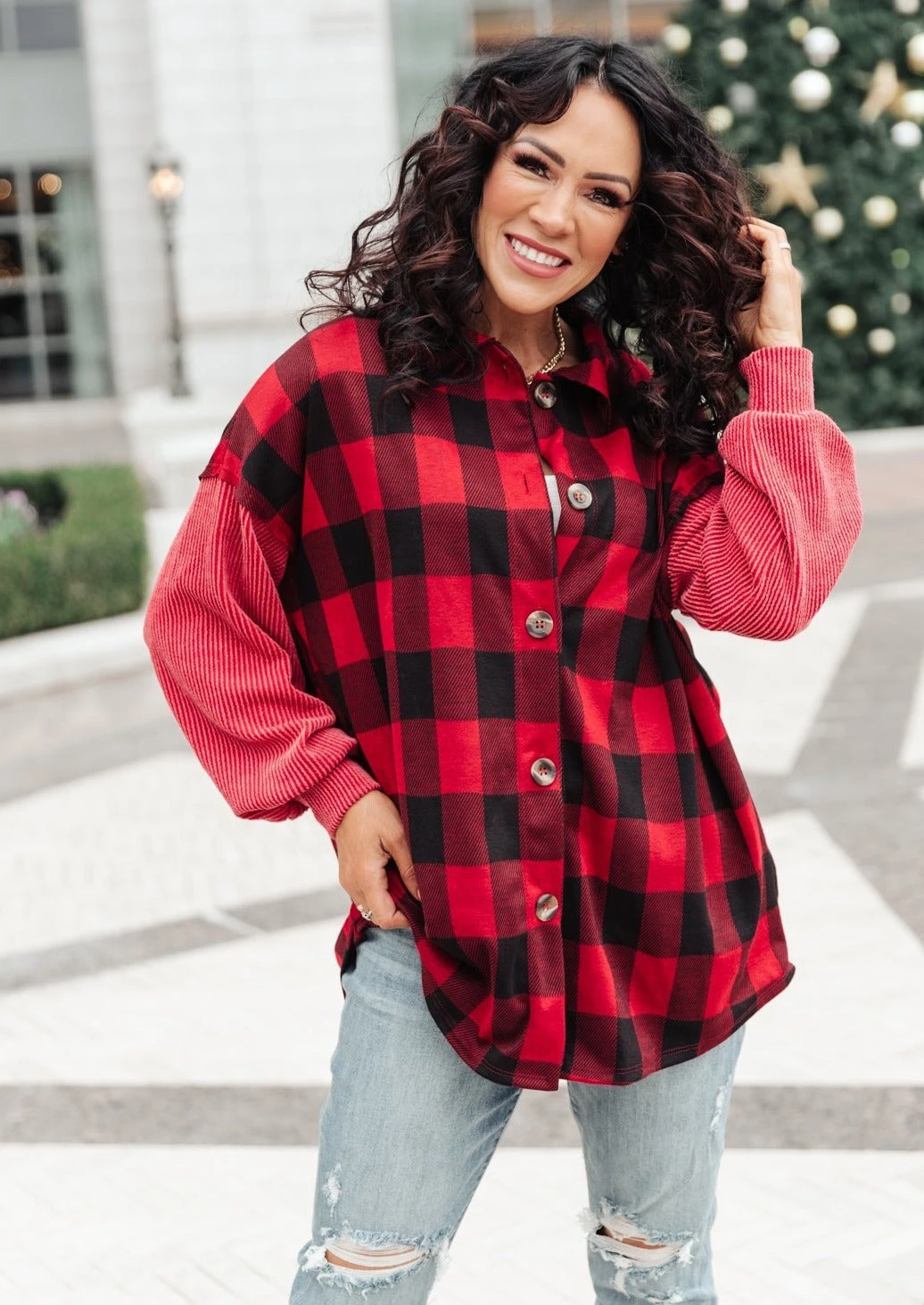 Ave Shops Plaided It Girl Shacket In Burgundy | Stylish Cardigan & Outerwear for Women 4 Ave Shops Plaided It Girl Shacket In Burgundy