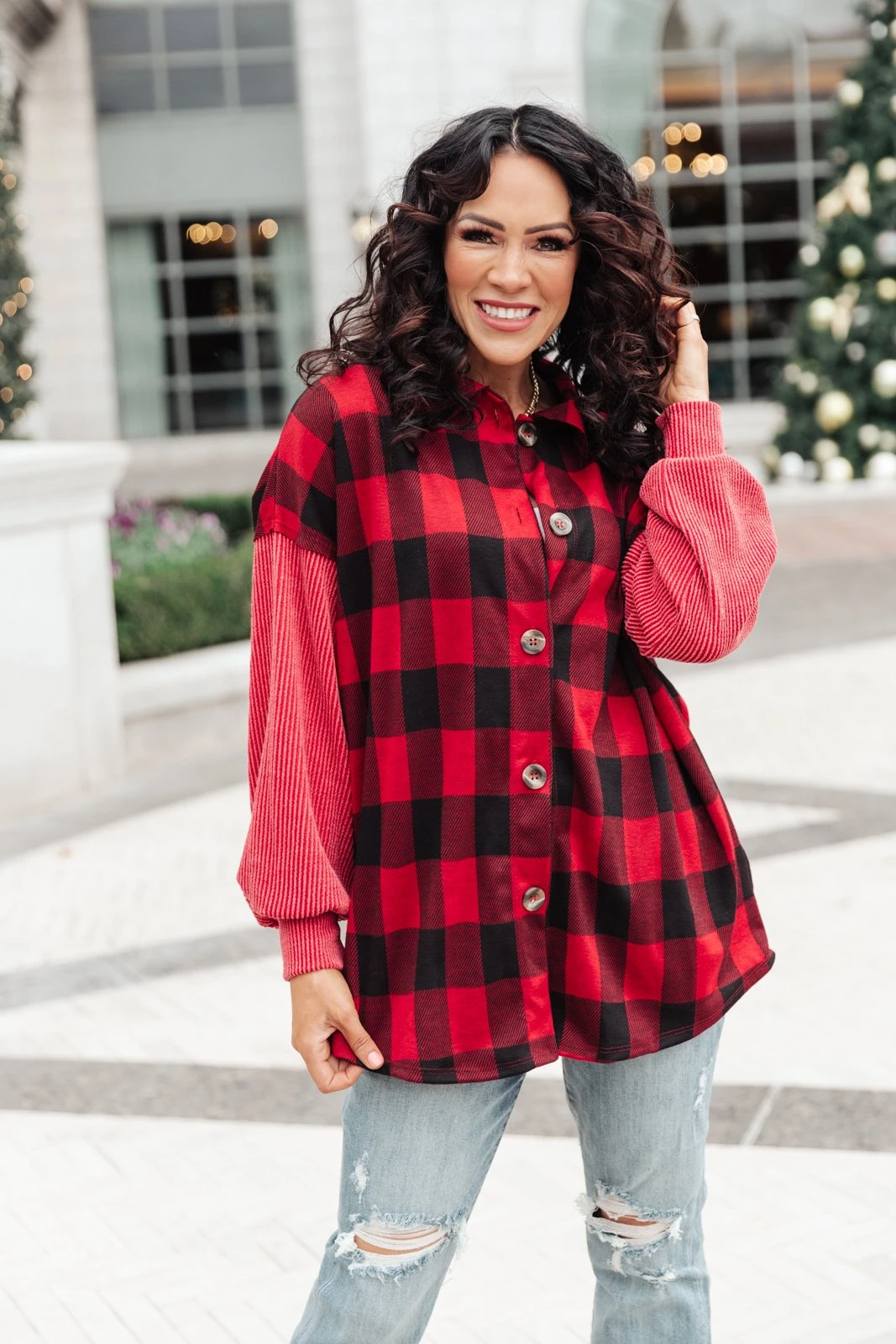 Ave Shops Plaided It Girl Shacket In Burgundy | Stylish Cardigan & Outerwear for Women 14 Ave Shops Plaided It Girl Shacket In Burgundy