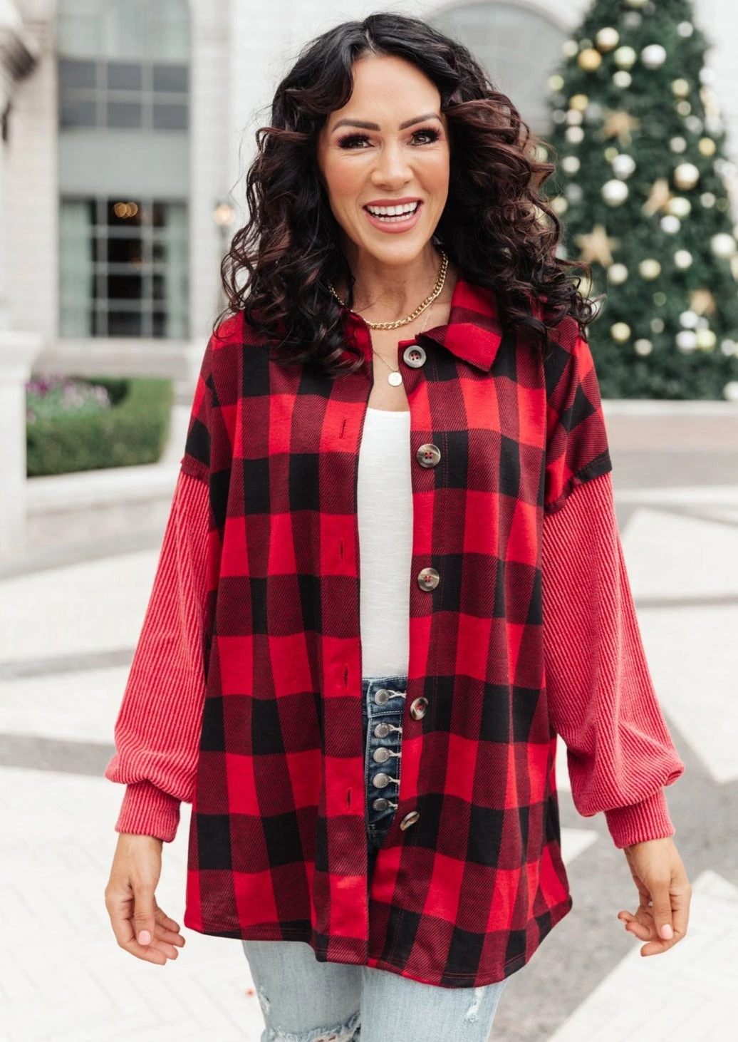 Ave Shops Plaided It Girl Shacket In Burgundy | Stylish Cardigan & Outerwear for Women 3 Ave Shops Plaided It Girl Shacket In Burgundy