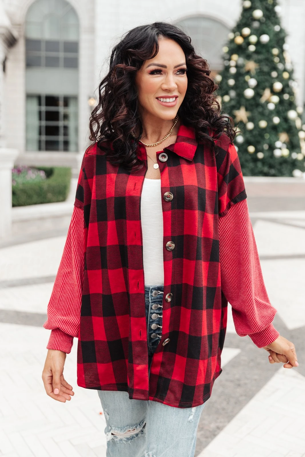 Ave Shops Plaided It Girl Shacket In Burgundy | Stylish Cardigan & Outerwear for Women 7 Ave Shops Plaided It Girl Shacket In Burgundy