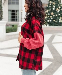 Ave Shops Plaided It Girl Shacket In Burgundy | Stylish Cardigan & Outerwear for Women 24 Ave Shops Plaided It Girl Shacket In Burgundy