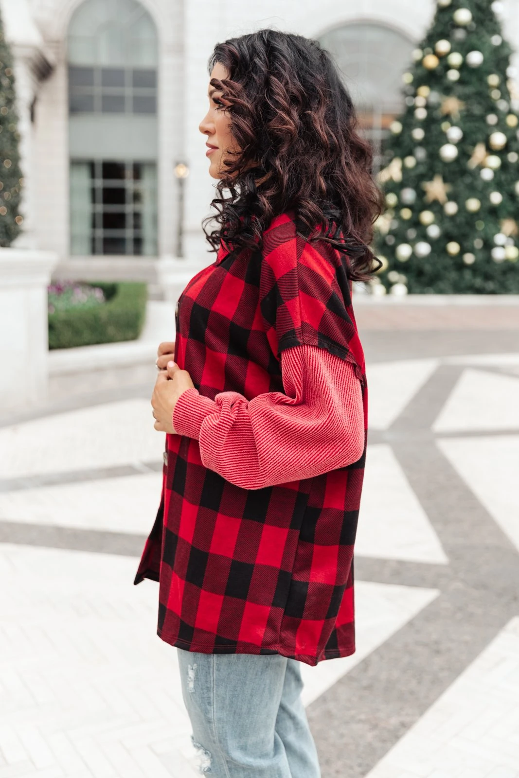 Ave Shops Plaided It Girl Shacket In Burgundy | Stylish Cardigan & Outerwear for Women 9 Ave Shops Plaided It Girl Shacket In Burgundy