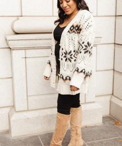 Ave Shops 'It's A Hot Cocoa Day' Ivory Cardigan | Cozy Women's Sweater 25 Ave Shops Clothing It's A Hot Cocoa Day Cardi In Ivory