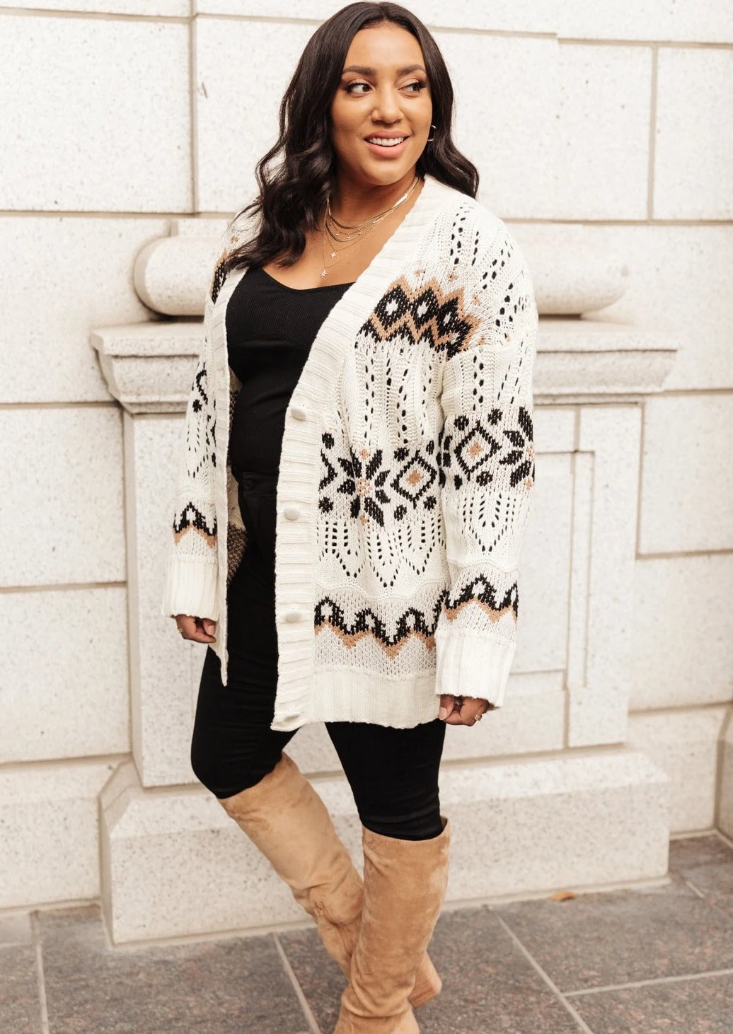 Ave Shops 'It's A Hot Cocoa Day' Ivory Cardigan | Cozy Women's Sweater 3 Ave Shops Clothing It's A Hot Cocoa Day Cardi In Ivory