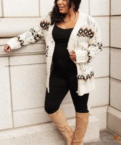 Ave Shops 'It's A Hot Cocoa Day' Ivory Cardigan | Cozy Women's Sweater 30 Ave Shops Clothing It's A Hot Cocoa Day Cardi In Ivory