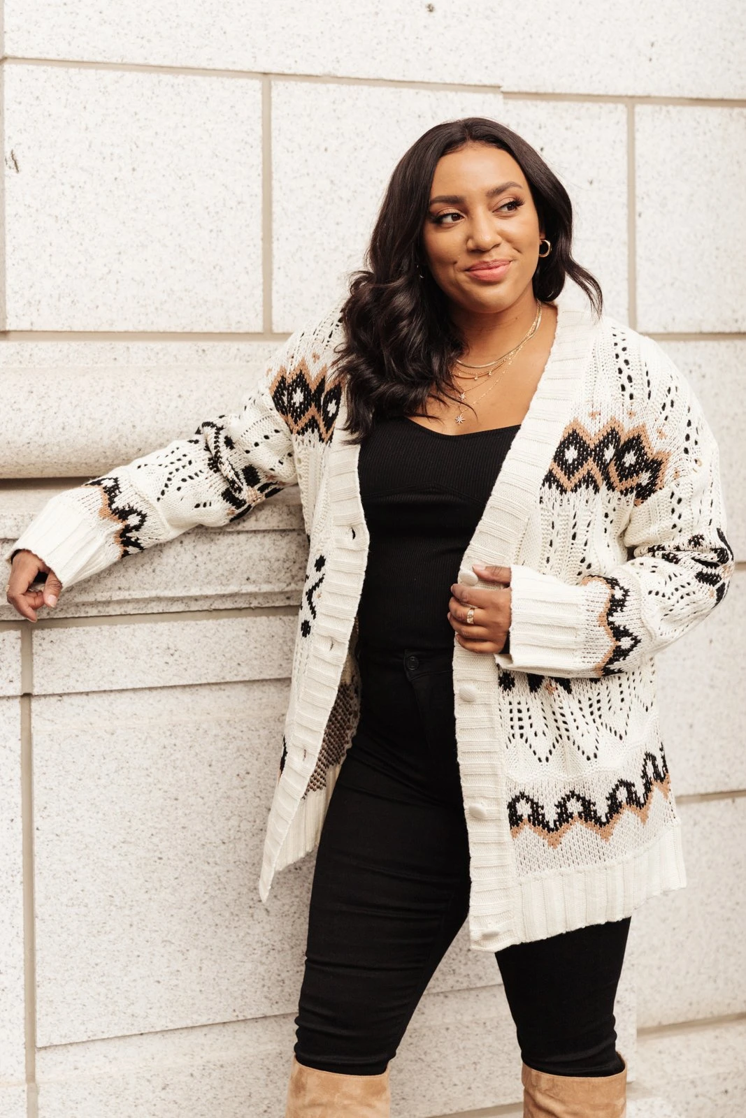 Ave Shops 'It's A Hot Cocoa Day' Ivory Cardigan | Cozy Women's Sweater 11 Ave Shops Clothing It's A Hot Cocoa Day Cardi In Ivory