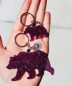 The Cinchy Cowgirl Accessories, Gifts & More Magenta & Turquoise Mama Bear & Baby Keychain