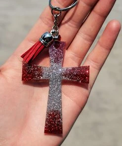 The Cinchy Cowgirl Silver & Red Cross Keychain Accessories, Gifts & More