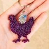 Magenta & Turquoise Chicken Resin Keychain - Unique Cowgirl Accessories & Gifts 1 The Cinchy Cowgirl Accessories, Gifts & More Magenta & Turquoise Chicken Keychain
