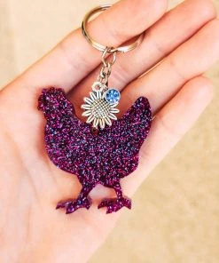 The Cinchy Cowgirl Accessories, Gifts & More Magenta & Turquoise Chicken Keychain