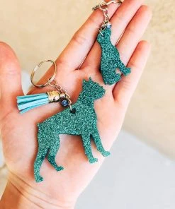 The Cinchy Cowgirl Accessories, Gifts & More Teal Boxer & Baby Keychain