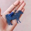 The Cinchy Cowgirl Blue & Silver Cow Keychain
