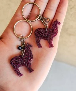 The Cinchy Cowgirl Magenta & Turquoise Mini Llama Keychain (set Of 2) Accessories, Gifts & More
