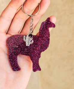 The Cinchy Cowgirl Magenta & Turquoise Llama Keychain Accessories, Gifts & More