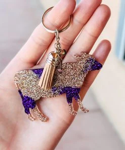 The Cinchy Cowgirl Accessories, Gifts & More Purple & Champagne Cow Keychain