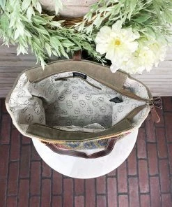 Myra Handbags & Wallets Yellow Multi Color Aztec Cowhide Tote Handbag