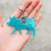 Cinchy Cowgirl Turquoise Pig Keychain - Stylish Resin Keyring for Accessories & Gifts 1 The Cinchy Cowgirl Turquoise Pig Keychain