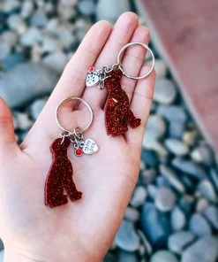 The Cinchy Cowgirl Resin Keychains Red & Gold Flakes Boxer Minis (Set Of 2) Keychain