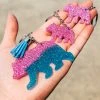 The Cinchy Cowgirl Resin Keychains Pink & Blue Mama Bear & 2 Minis (Set Of 3) Keychain