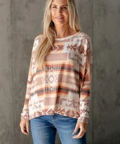 Ave Shops Women's Wandering Dunes Long Sleeve Top | Stylish & Comfortable Blouse 27 Ave Shops Clothing Wandering Dunes Top