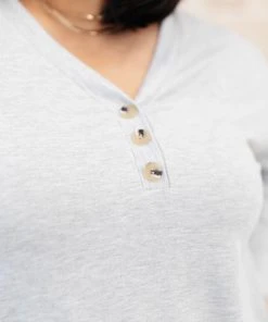 Ave Shops Gray Throw On And Go Long Sleeve Top - Comfortable & Stylish Women's Blouse 13 Ave Shops Clothing Throw On And Go Top In Gray