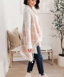 Ave Shops Lined With Tassel Cardigan In Mauve/Blue