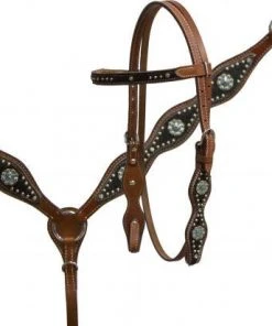 Shiloh Blue Rhinestone Hair On Hide Headstall Set Horse & Dog