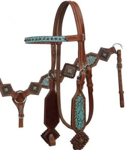 Shiloh Turquoise Filigree Diamond Headstall Set Horse & Dog