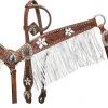 Shiloh White Pistol Fringe Headstall Set