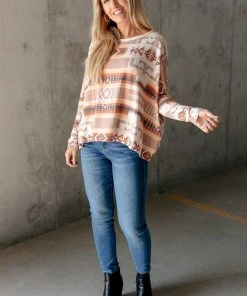 Ave Shops Women's Wandering Dunes Long Sleeve Top | Stylish & Comfortable Blouse 25 Ave Shops Clothing Wandering Dunes Top