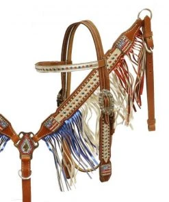 The Cinchy Cowgirl Horse & Dog Patriotic Fringe Headstall Set