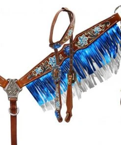 Shiloh Horse & Dog Metallic Two Tone Fringe Headstall Set