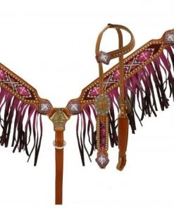 Shiloh Horse & Dog Pink Ombre Beaded Headstall Set