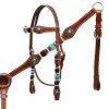 Shiloh Braided Turquoise Rawhide Headstall Set